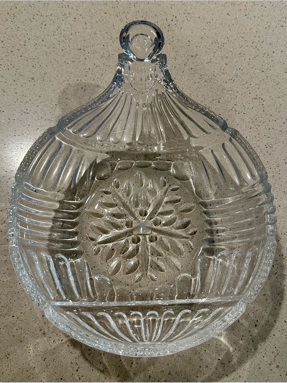 Clear Pressed Glass Christmas Ornament Shaped Bowl